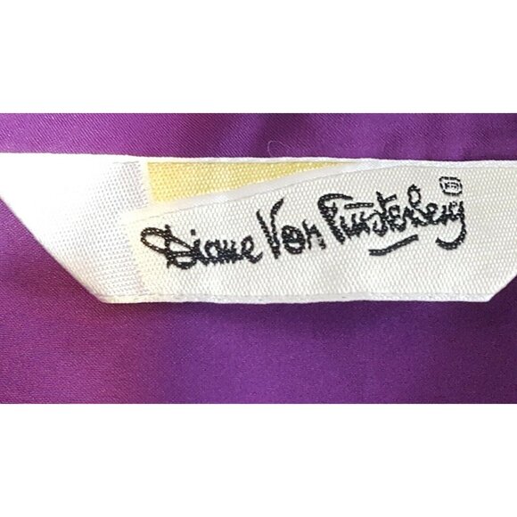 Vintage Diane Von Furstenberg Blouse Size M Button Down Long Sleeve Shirt Purple - Picture 8 of 10